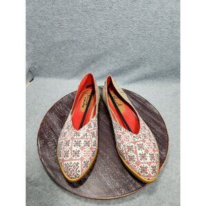 Piranda Womens Slip-On Flats  Multicolor Size 39 Red Beige Canvas Rubber Sole